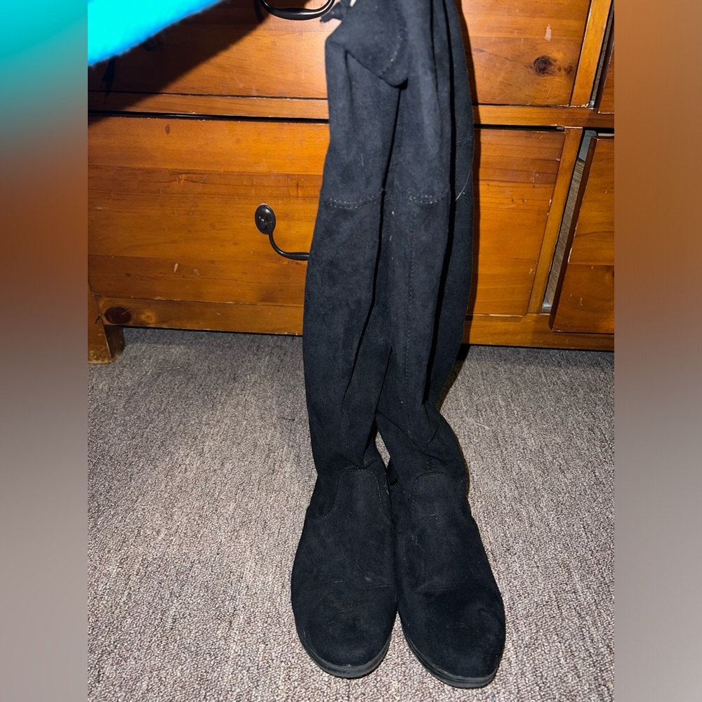 Full calf cover black boots